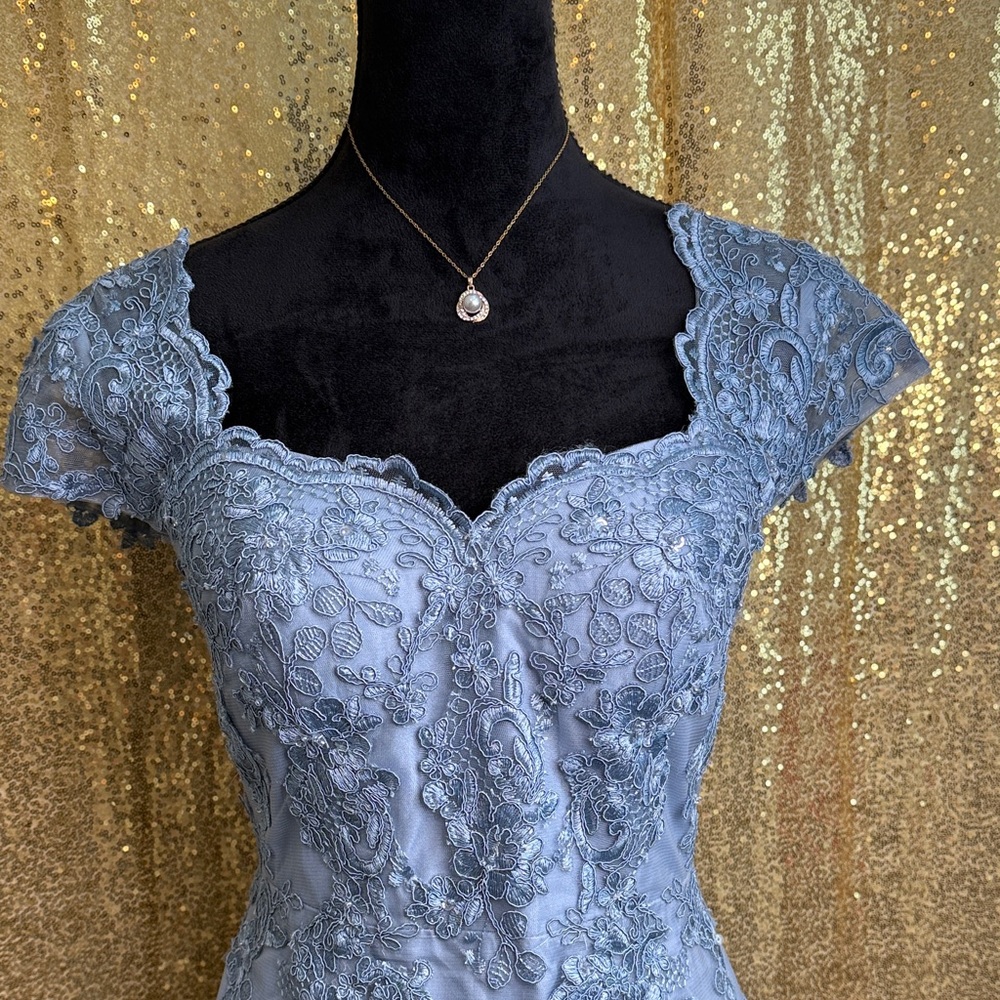 Azazie Marbella Light Blue formal gown dress. Mother of the bride or bridesmaid - Picture 3 of 8